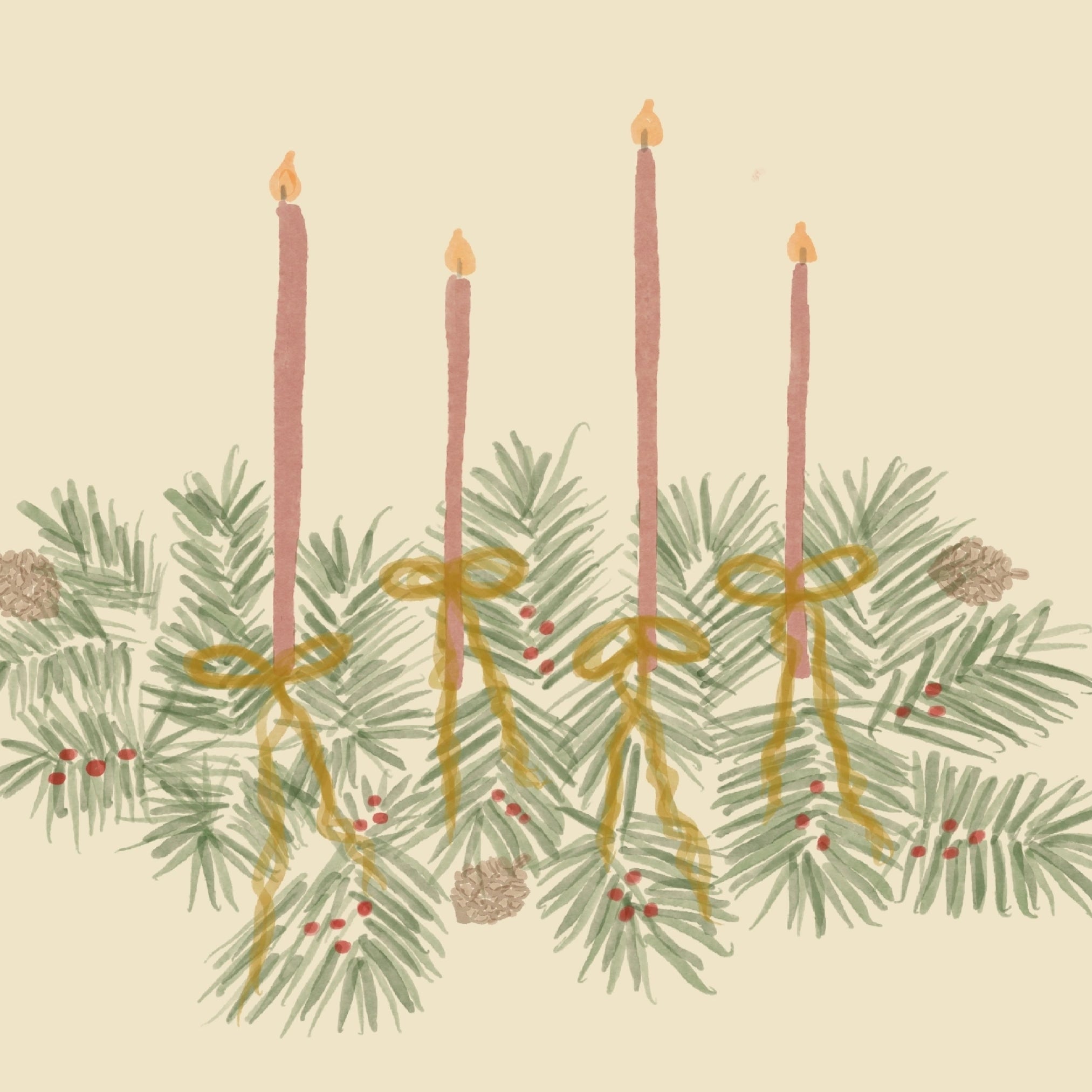 Christmas Candle Centerpiece Wall Art