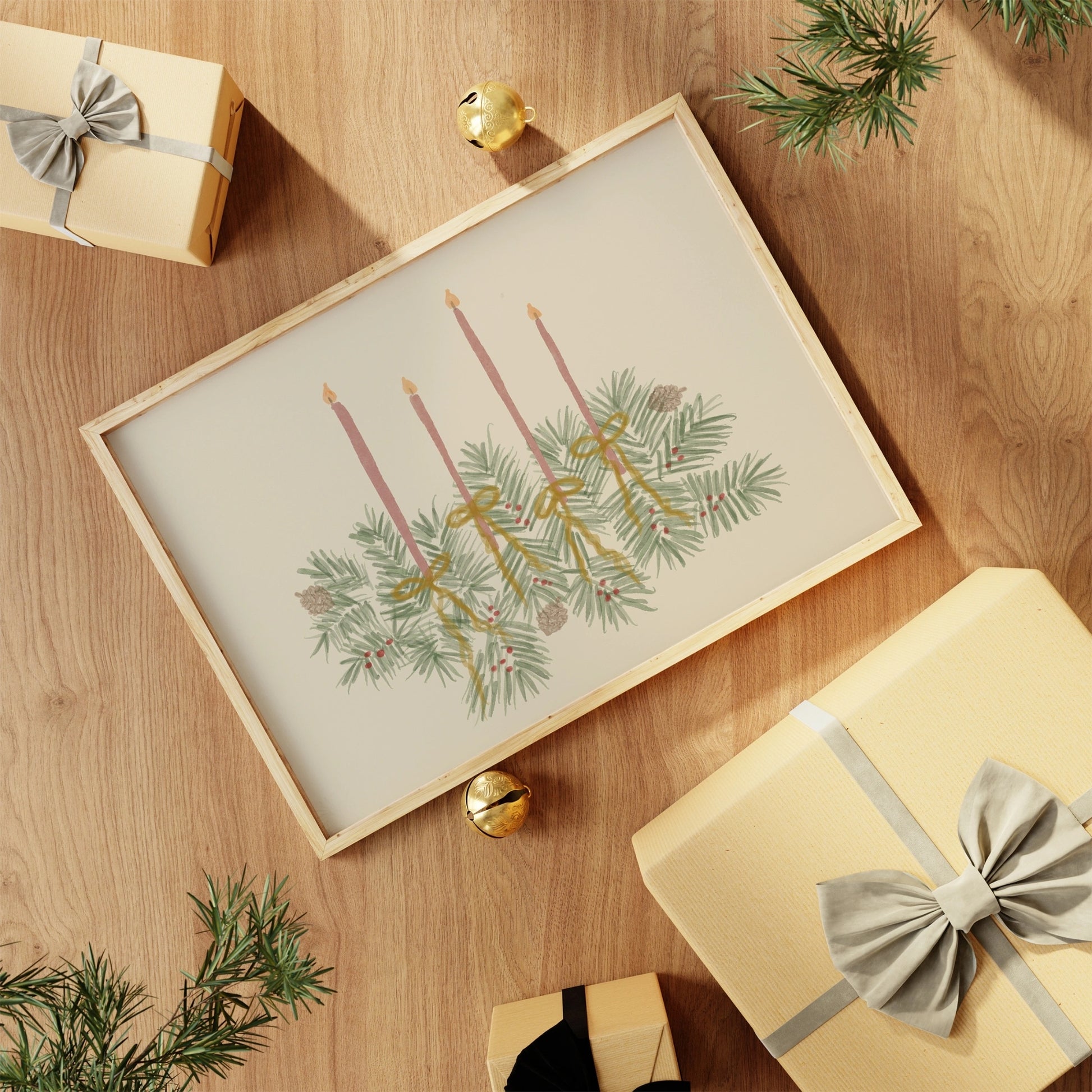 Christmas Candle Centerpiece Wall Art