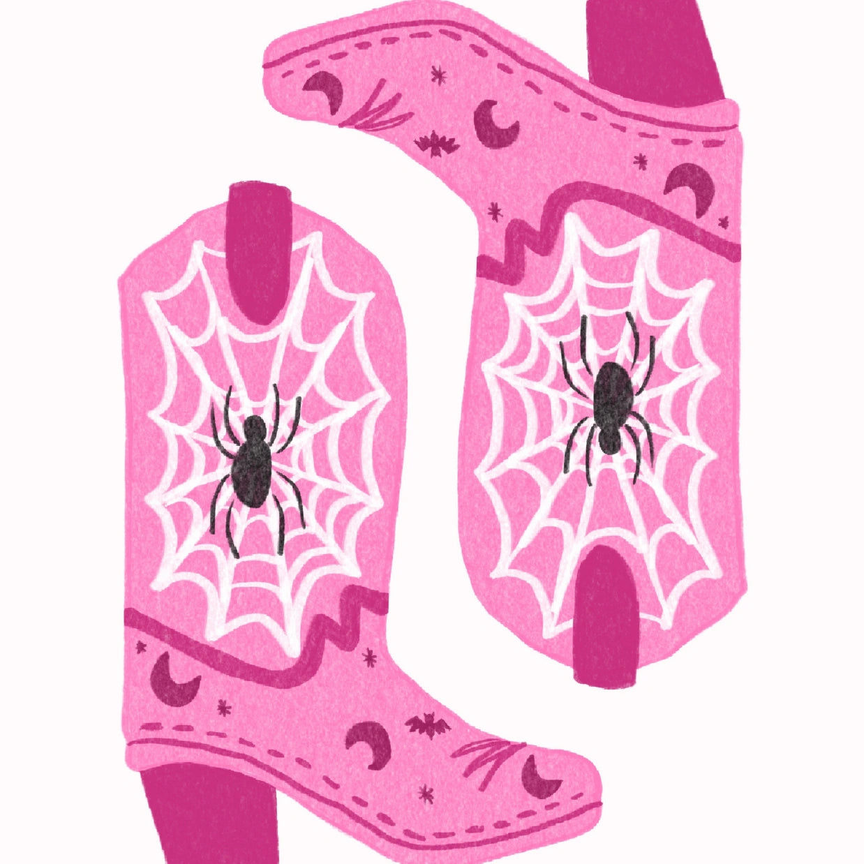 Cowgirl Spider Boots – Pink Halloween Print
