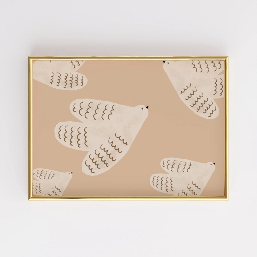 Flying Doves Nursery Print – Cute Animal Wall Art for Kids