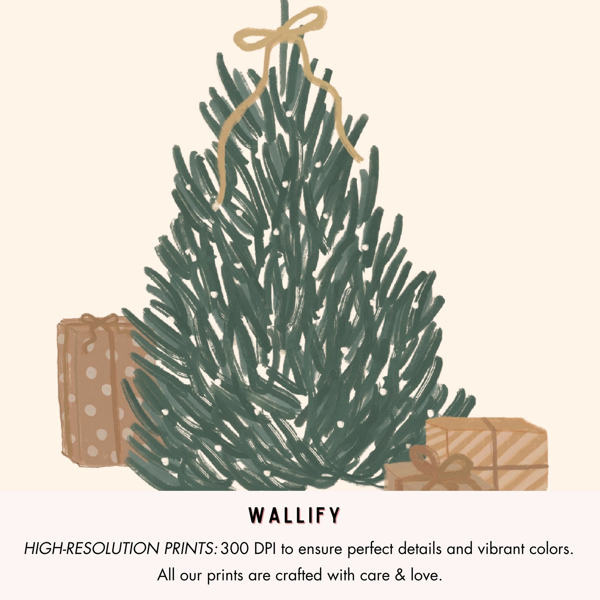 Hand-Drawn Neutral Holiday Set of 16 Prints