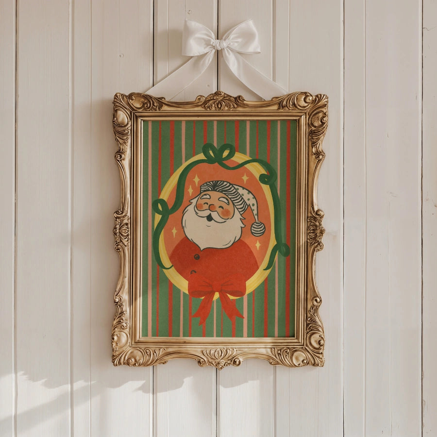 Retro Santa Wall Art – Vintage Christmas Poster