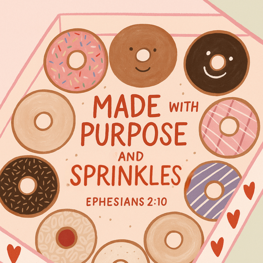Made with Purpose Christian Wall Art – Cute Donut Bible Verse Print