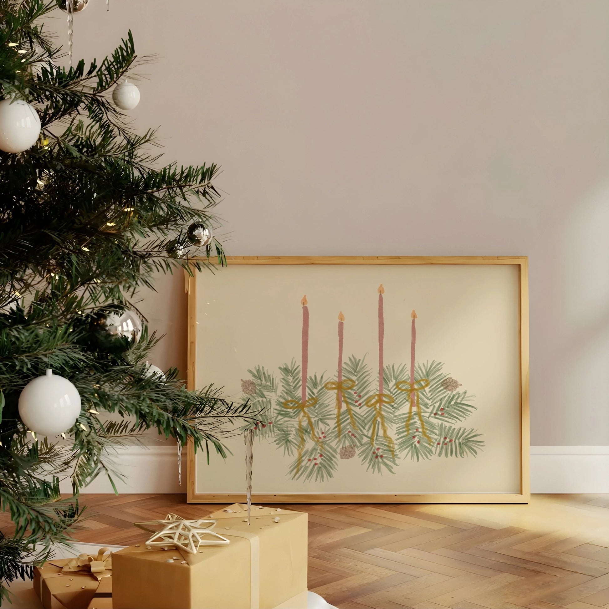 Christmas Candle Centerpiece Wall Art