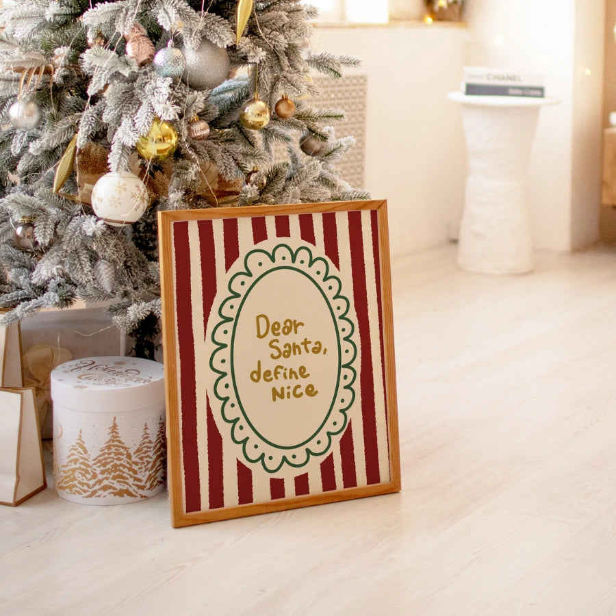 Dear Santa Define Nice – Funny Christmas Quote Wall Art