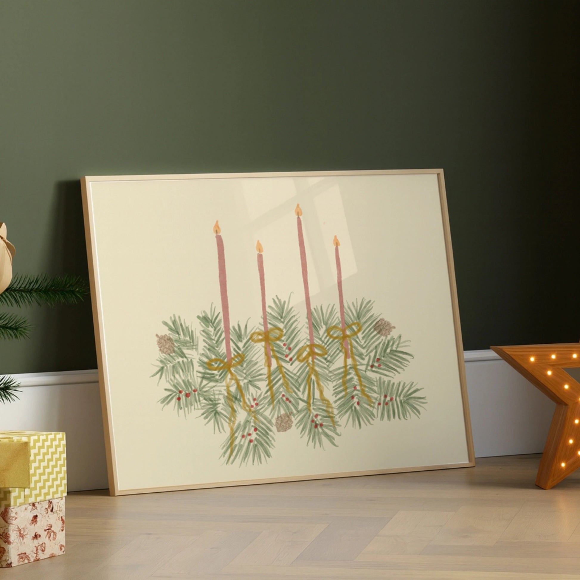 Christmas Candle Centerpiece Wall Art