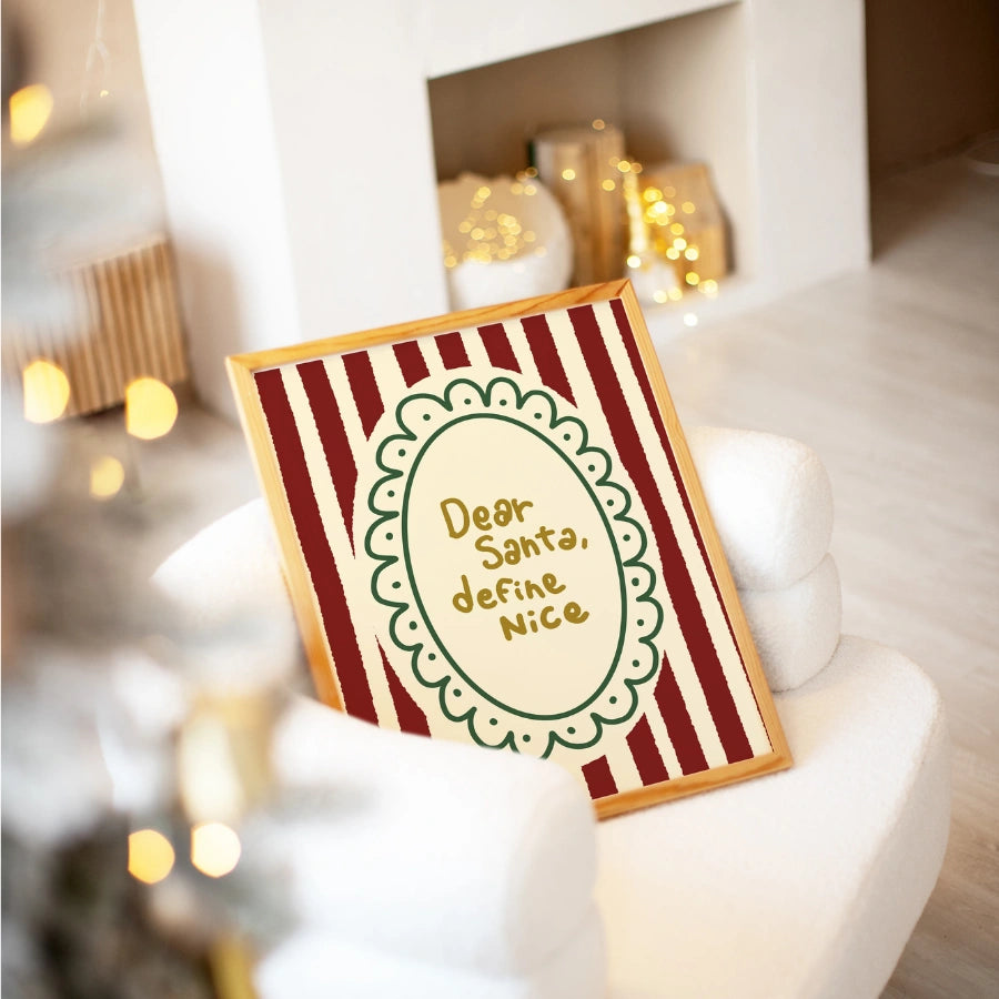 Dear Santa Define Nice – Funny Christmas Quote Wall Art