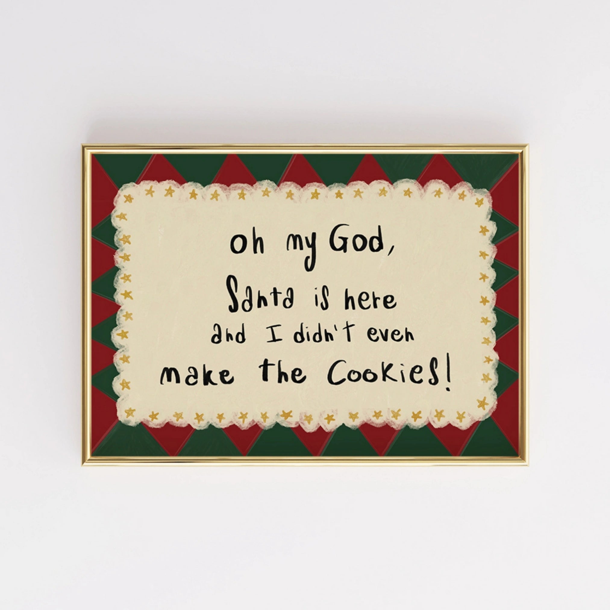 Santa Is Here Funny Christmas Wall Art