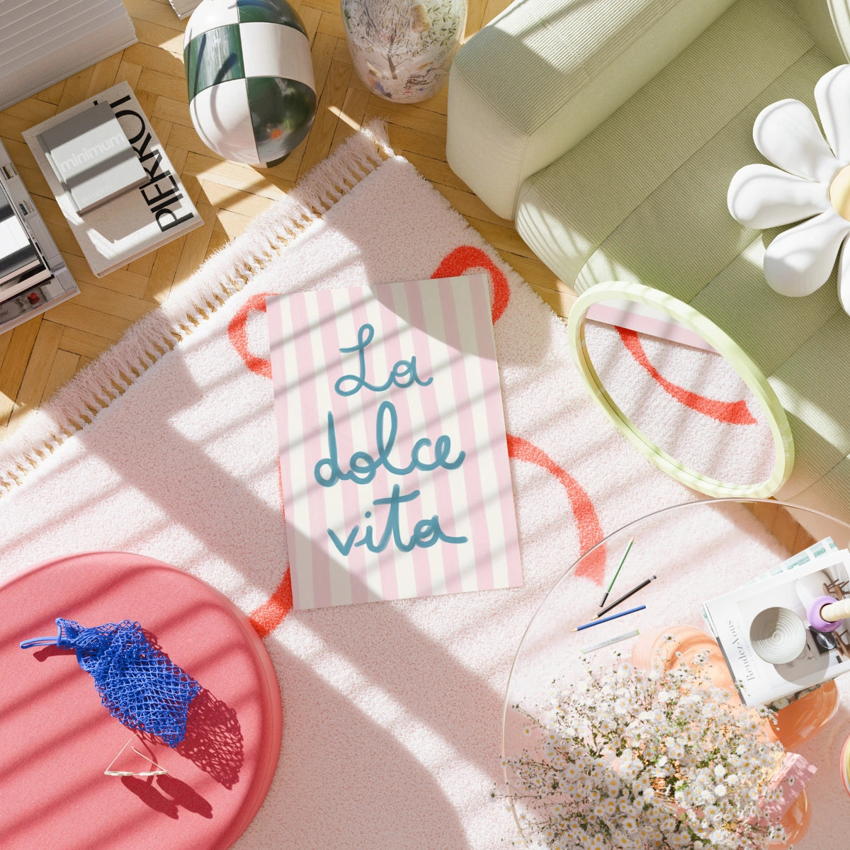 La Dolce Vita Wall Art – Pink Stripe Print