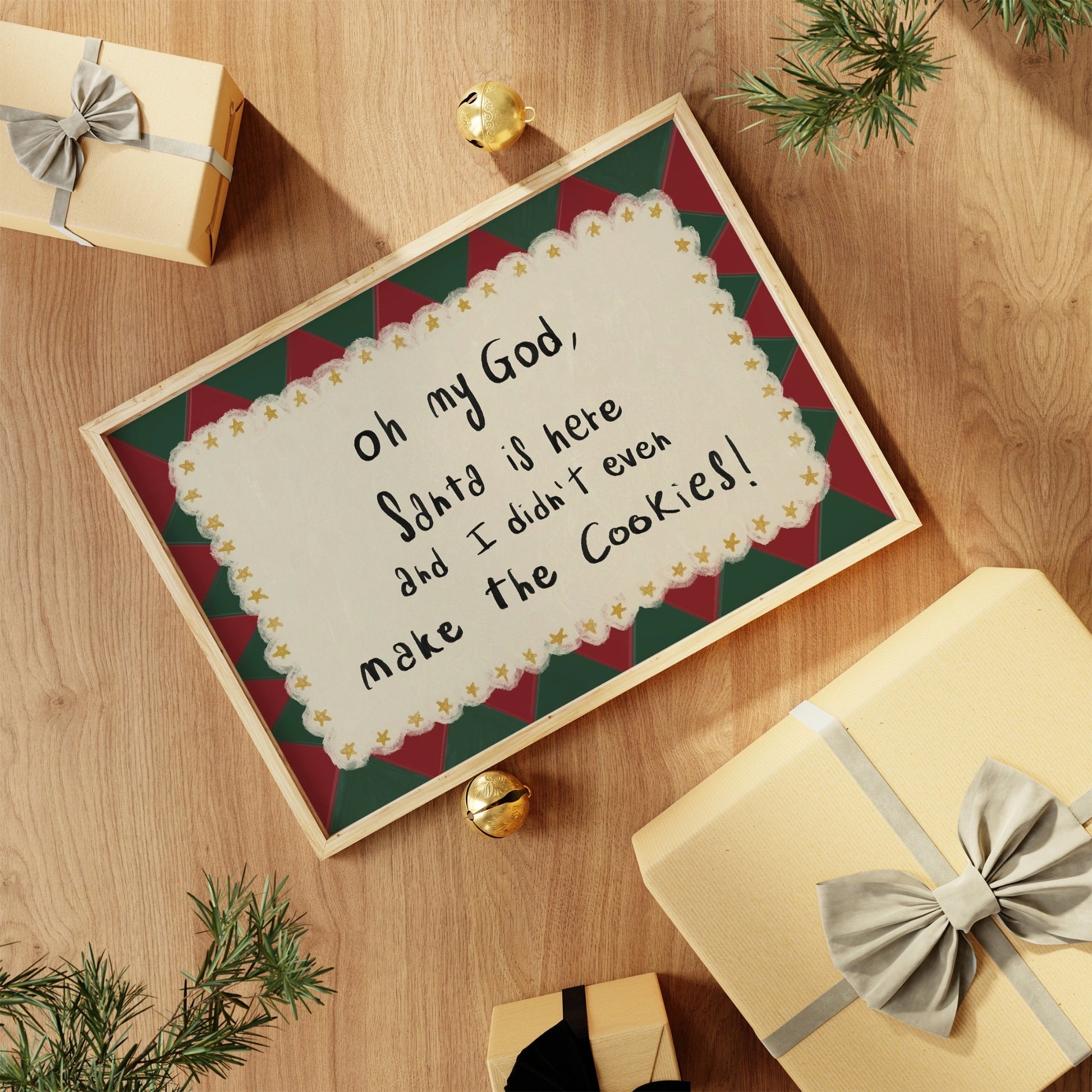 Santa Is Here Funny Christmas Wall Art