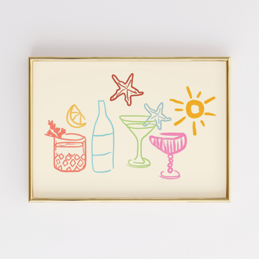 Summer Cocktails Print – Coastal Bar Wall Art