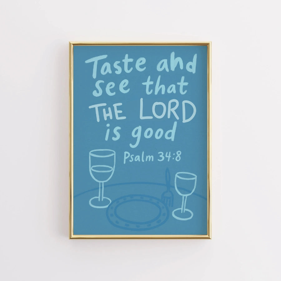 Psalm 34:8 Christian Print – Bible Verse Poster