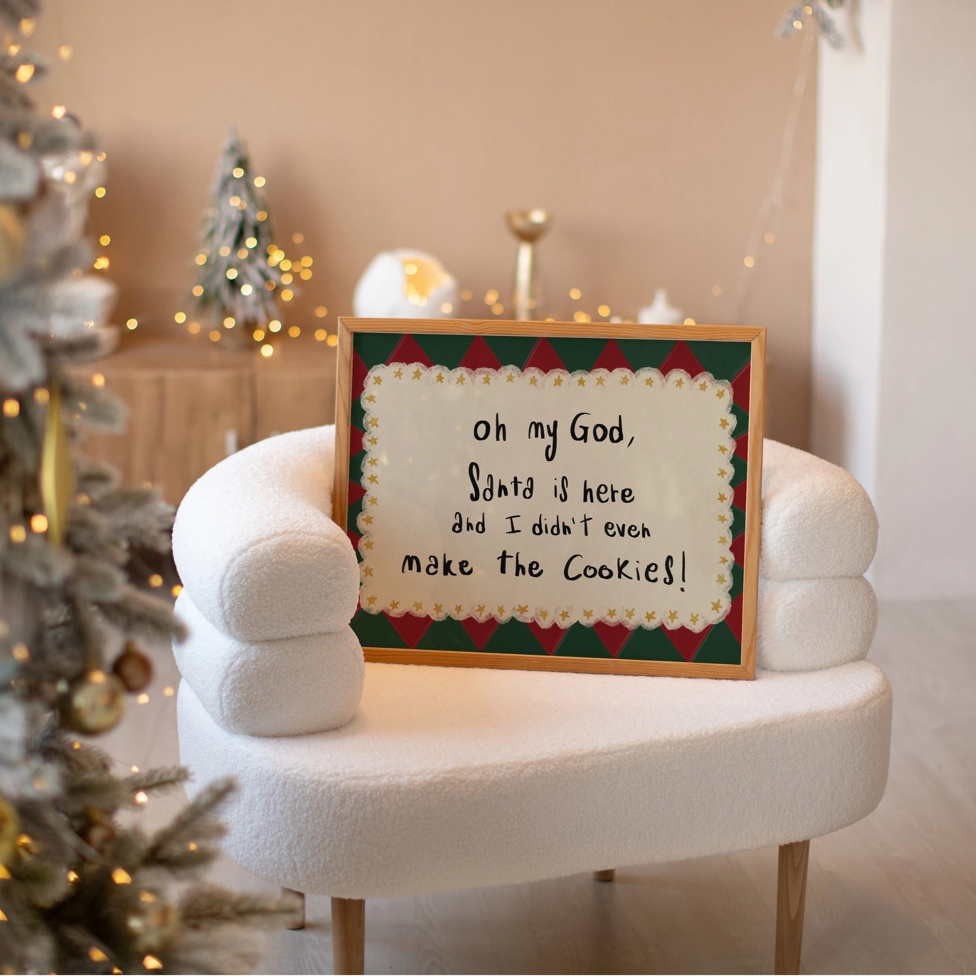 Santa Is Here Funny Christmas Wall Art