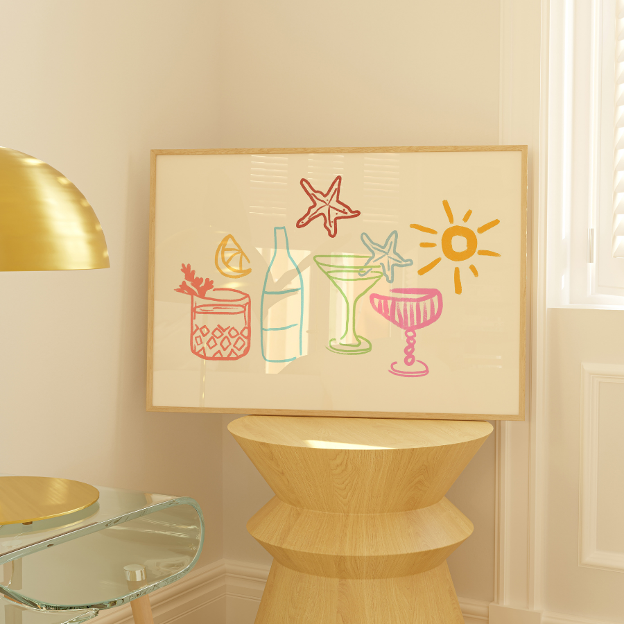 Summer Cocktails Print – Coastal Bar Wall Art