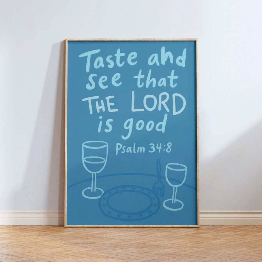 Psalm 34:8 Christian Print – Bible Verse Poster