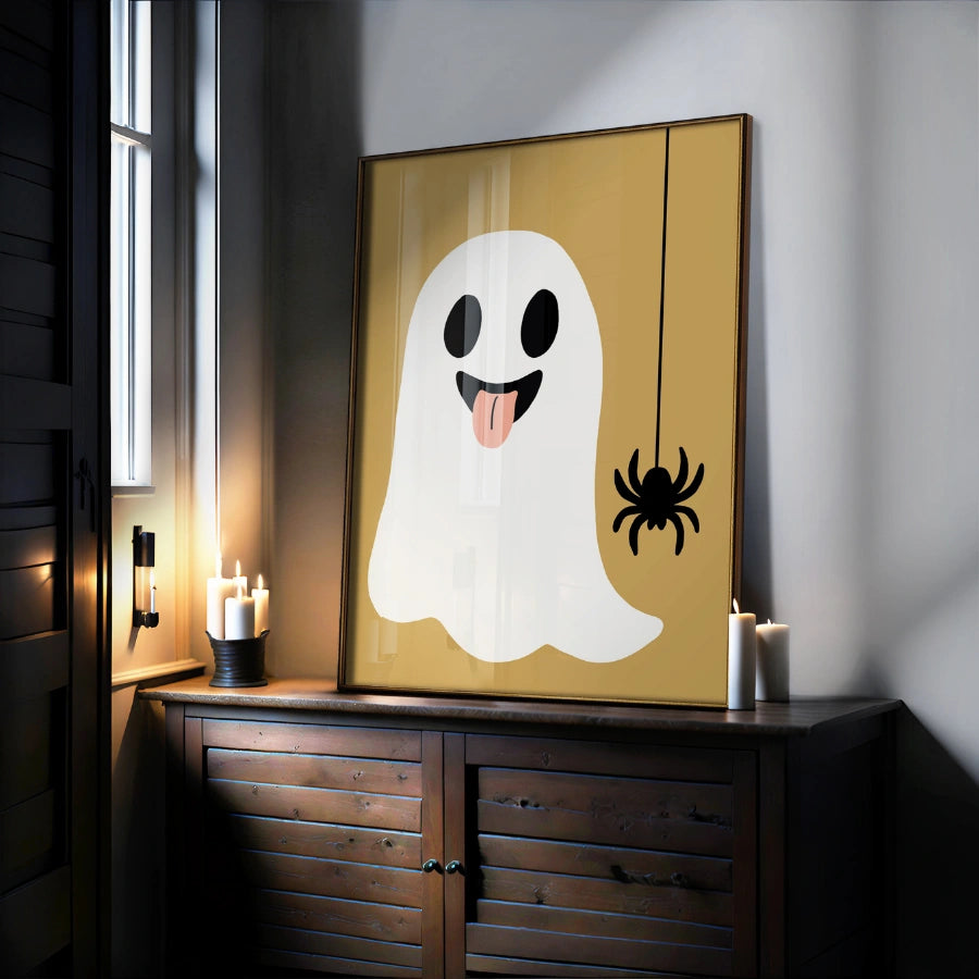 Ghost and Spider Halloween Wall Art – Cute Print Halloween Decor