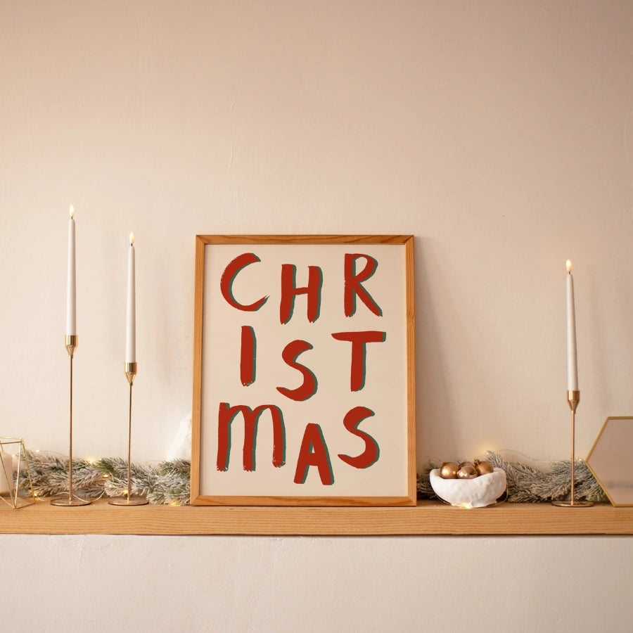 Lettere di Natale in grassetto – Stampa artistica da parete per le feste