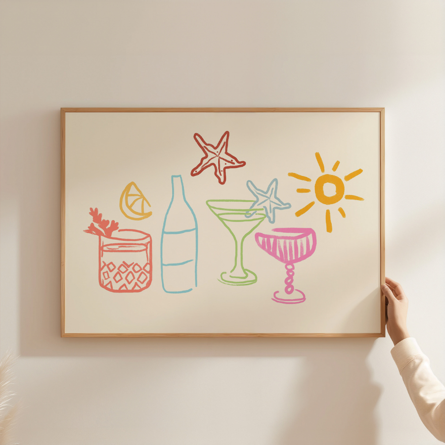 Summer Cocktails Print – Coastal Bar Wall Art