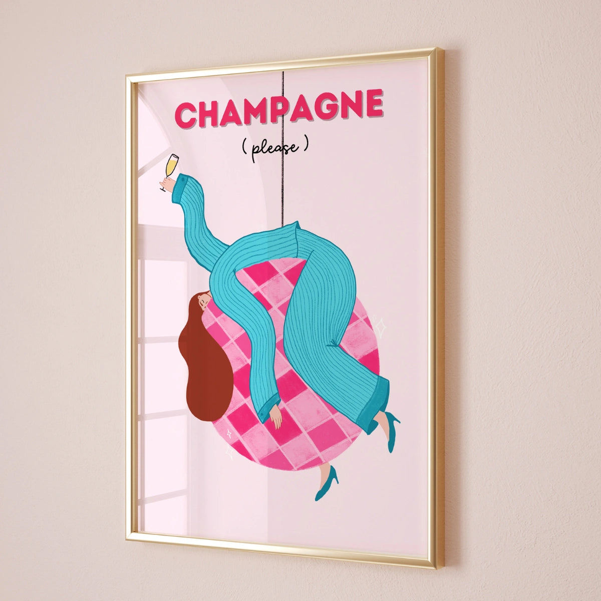 Wandbild „Champagner bitte“ – Discokugel-Druck