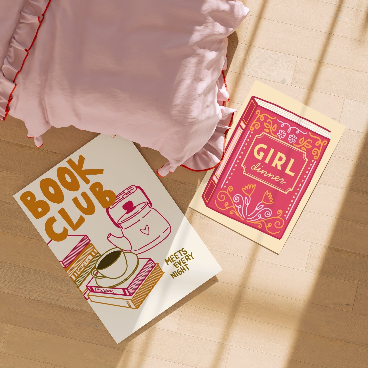 Pink & Organge Bookish Posters