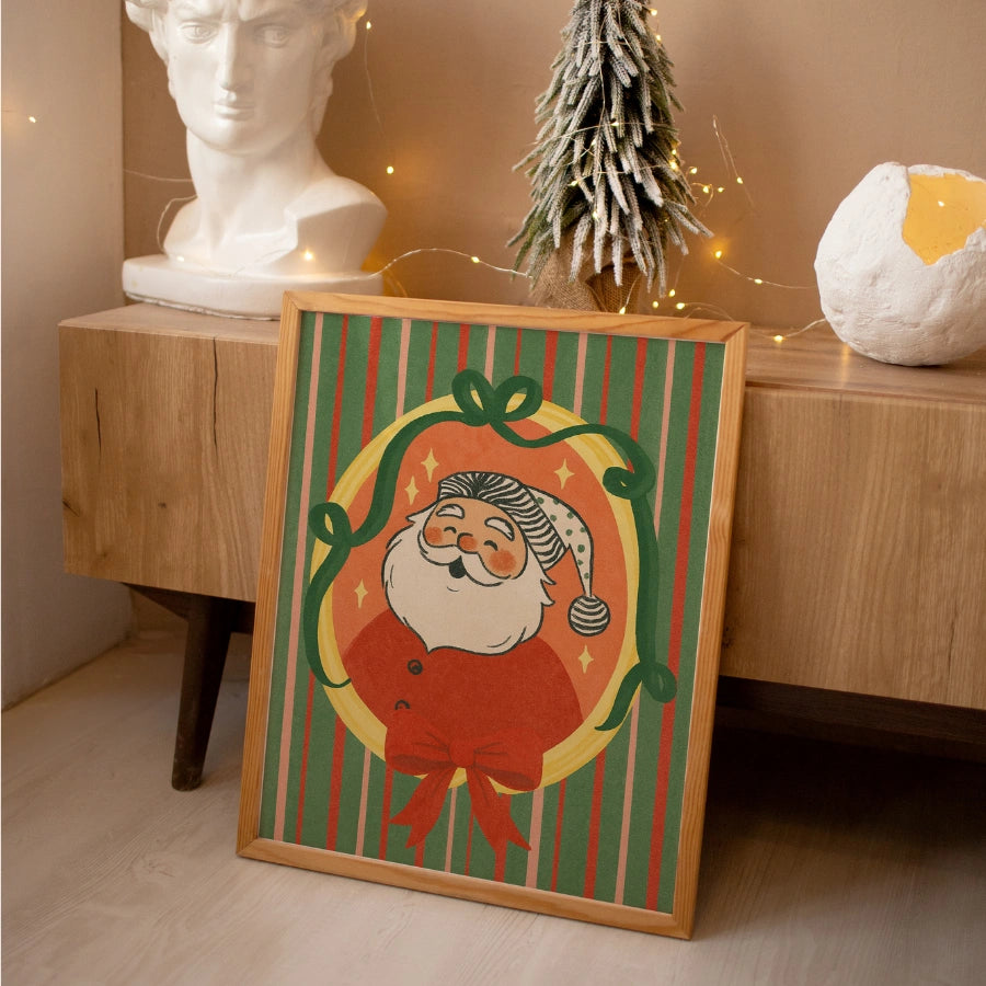 Retro Santa Wall Art – Vintage Christmas Poster