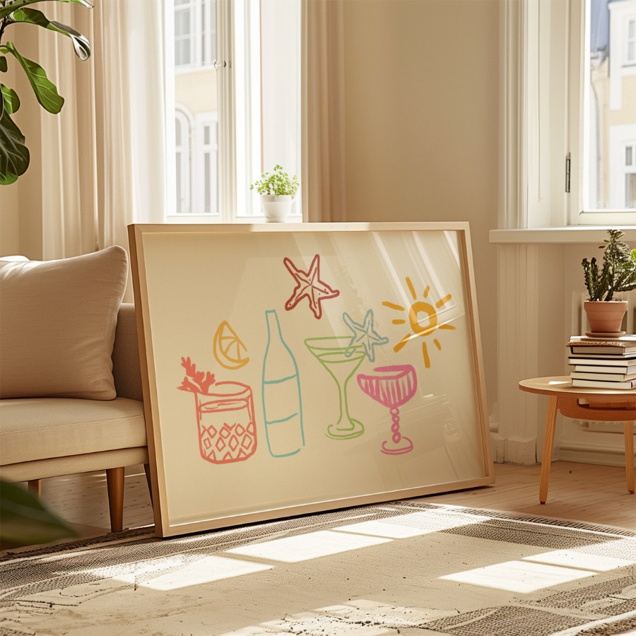 Summer Cocktails Print – Coastal Bar Wall Art
