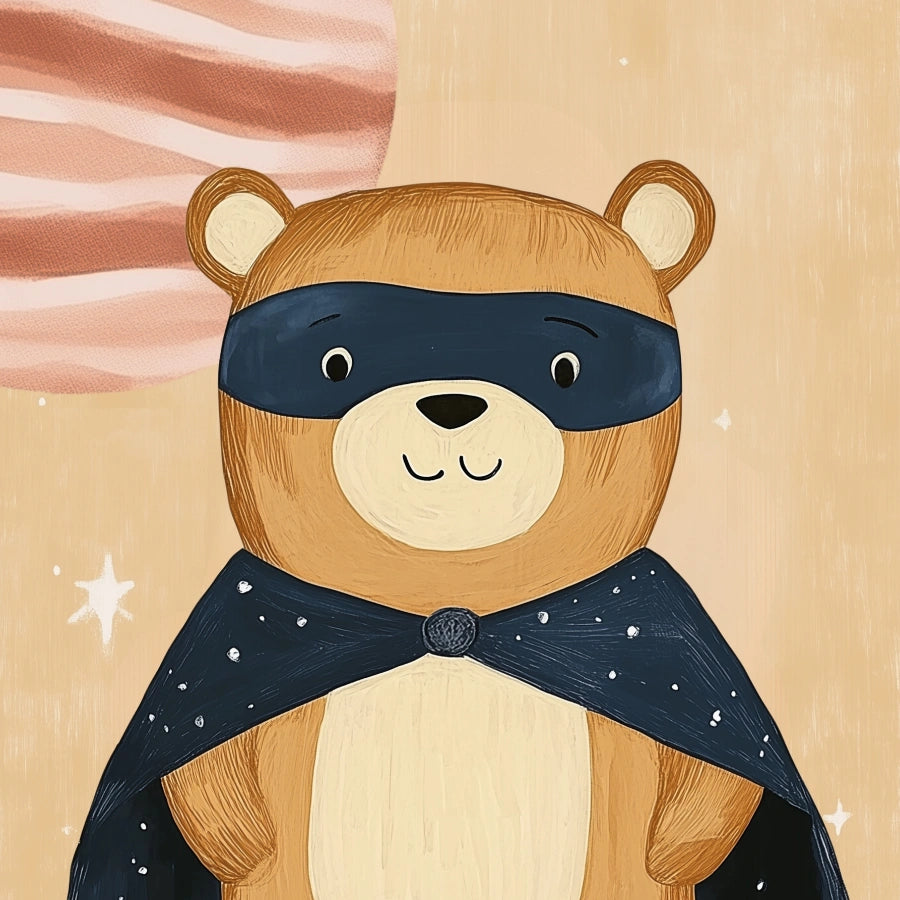 Space Bear Wall Art - Superhero Nursery Print