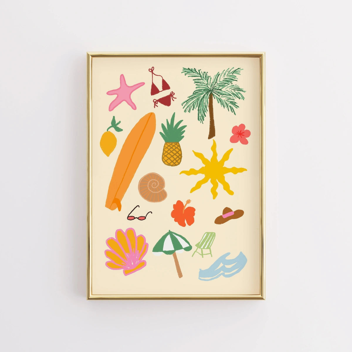 Summer Icons Print – Tropical Beach Wall Art