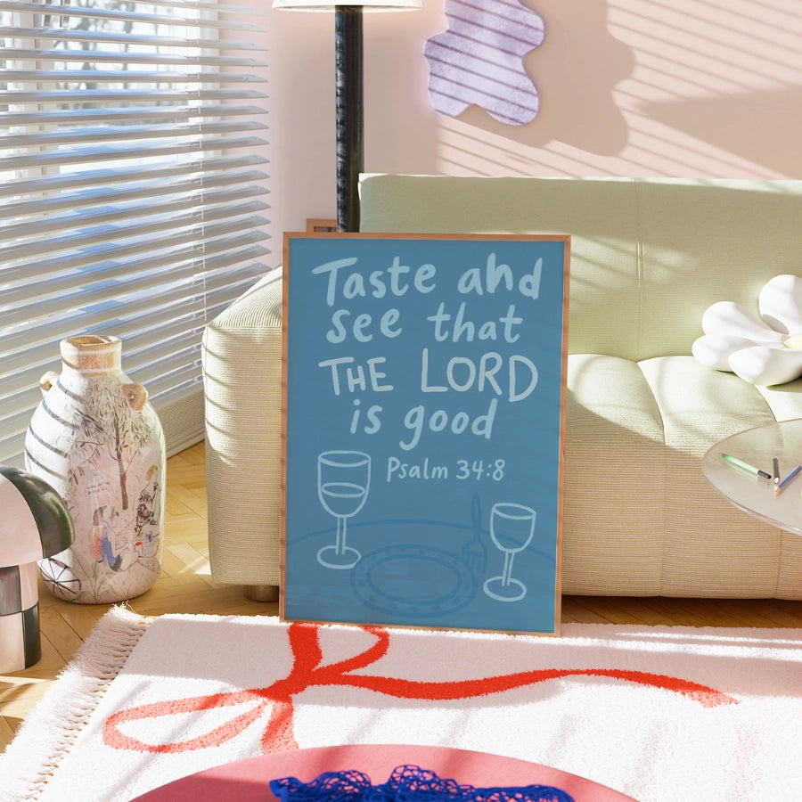 Psalm 34:8 Christian Print – Bible Verse Poster