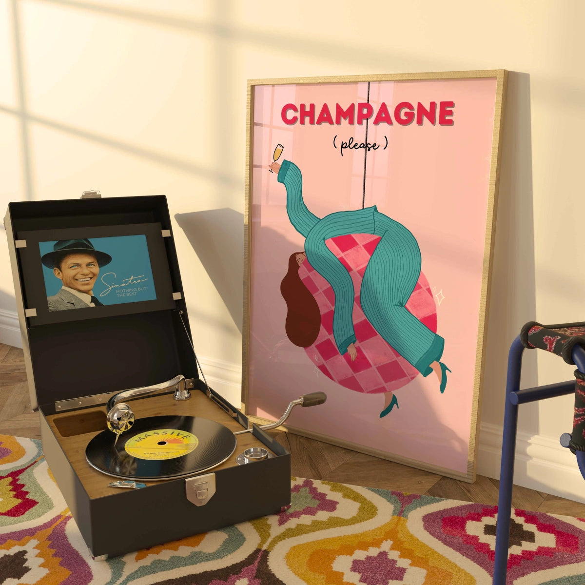 Wandbild „Champagner bitte“ – Discokugel-Druck