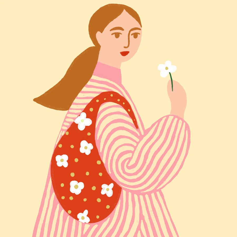 Ragazza con fiore – Stampa murale moderna femminile 