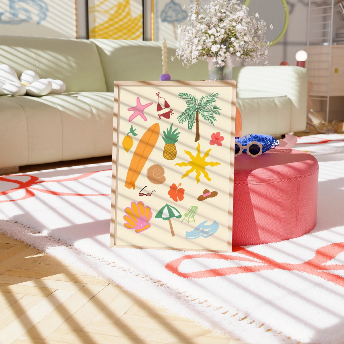 Summer Icons Print – Tropical Beach Wall Art