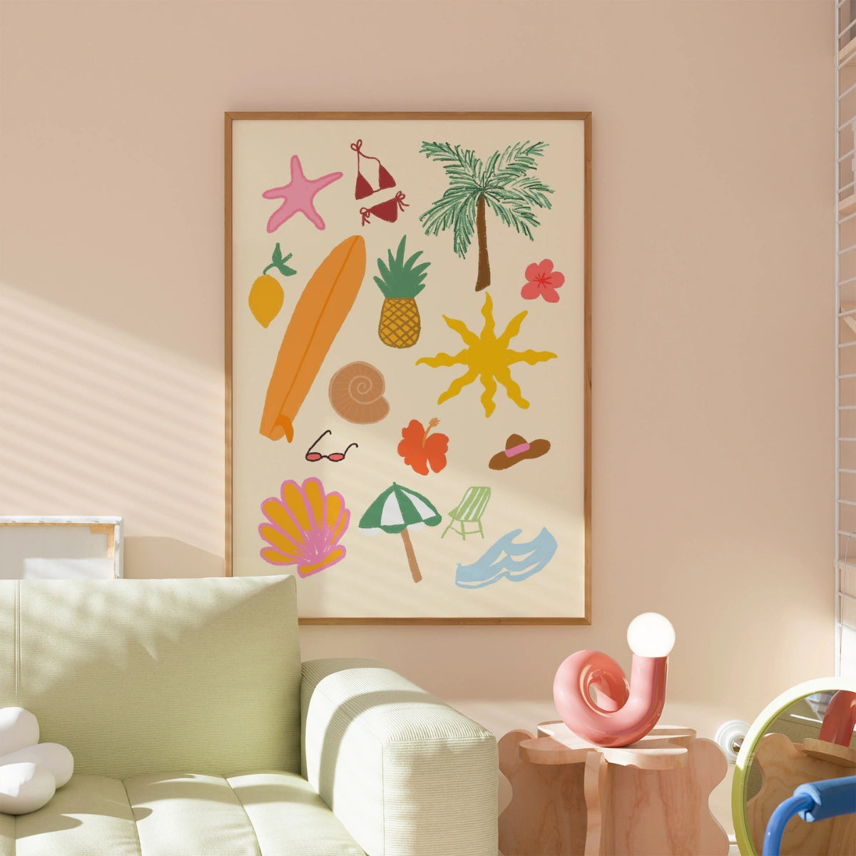 Summer Icons Print – Tropical Beach Wall Art