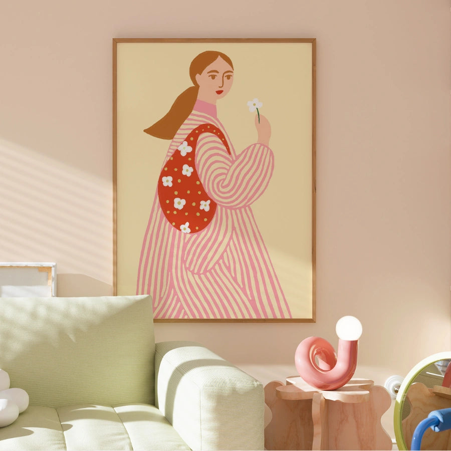 Ragazza con fiore – Stampa murale moderna femminile 