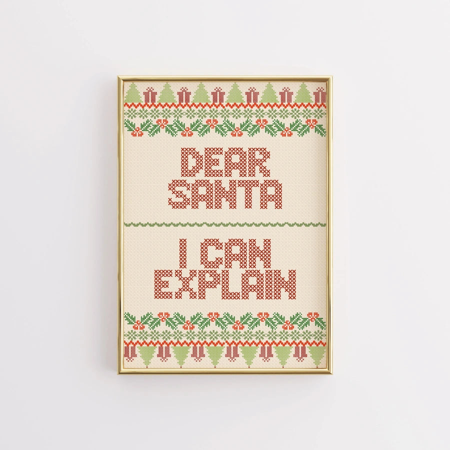 Dear Santa Quote – Funny Holiday Wall Art Print