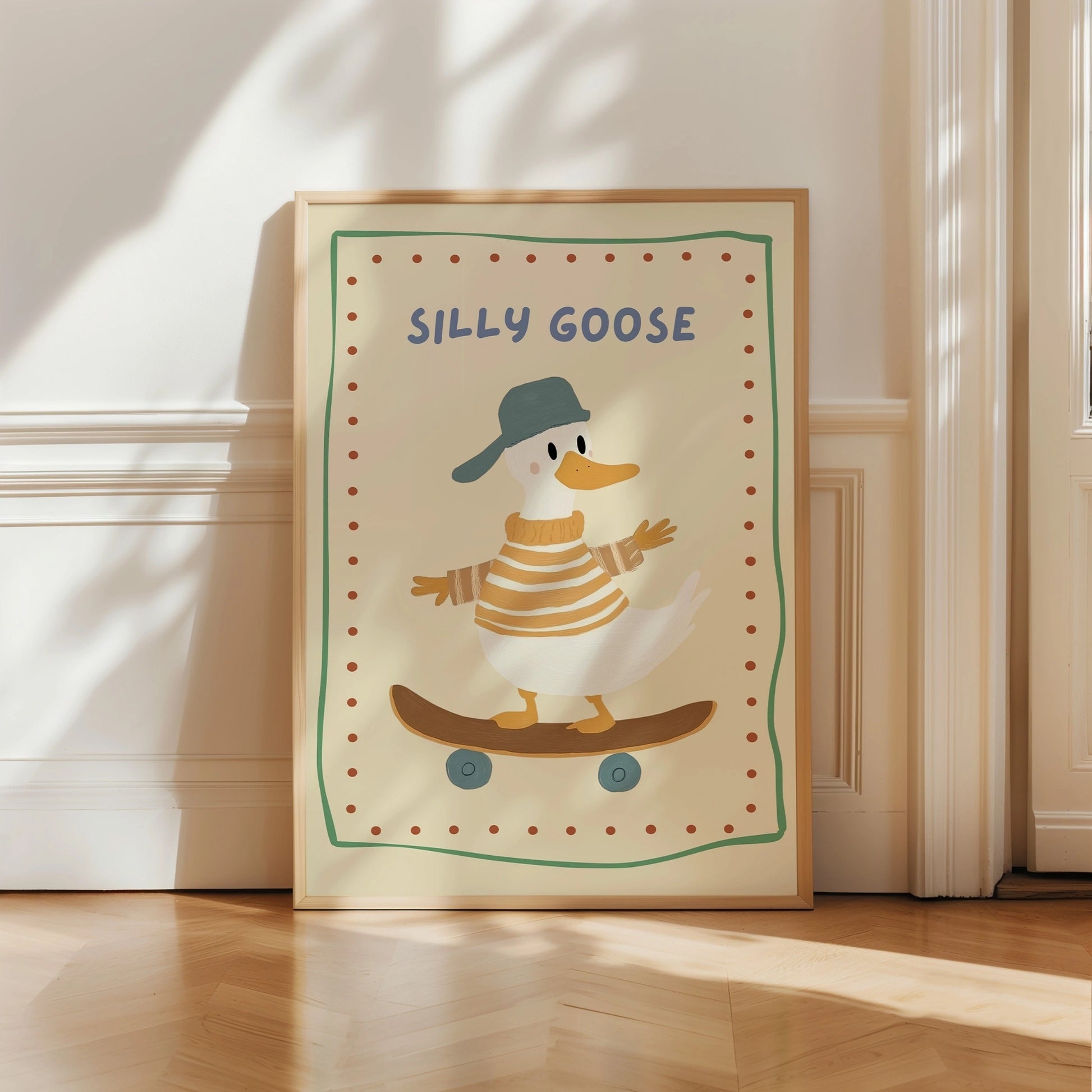 Silly Goose Nursery Wall Art - Funny Duck Print for Kids Room