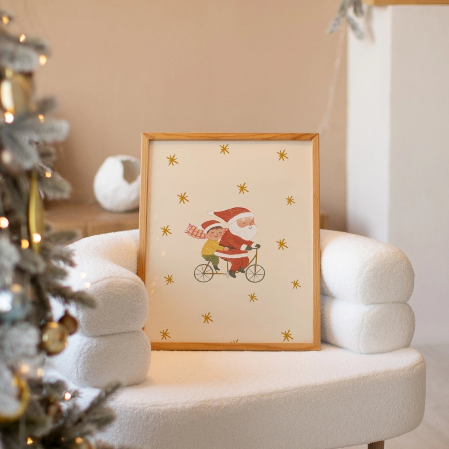 Santa and Child Christmas Nursery Print