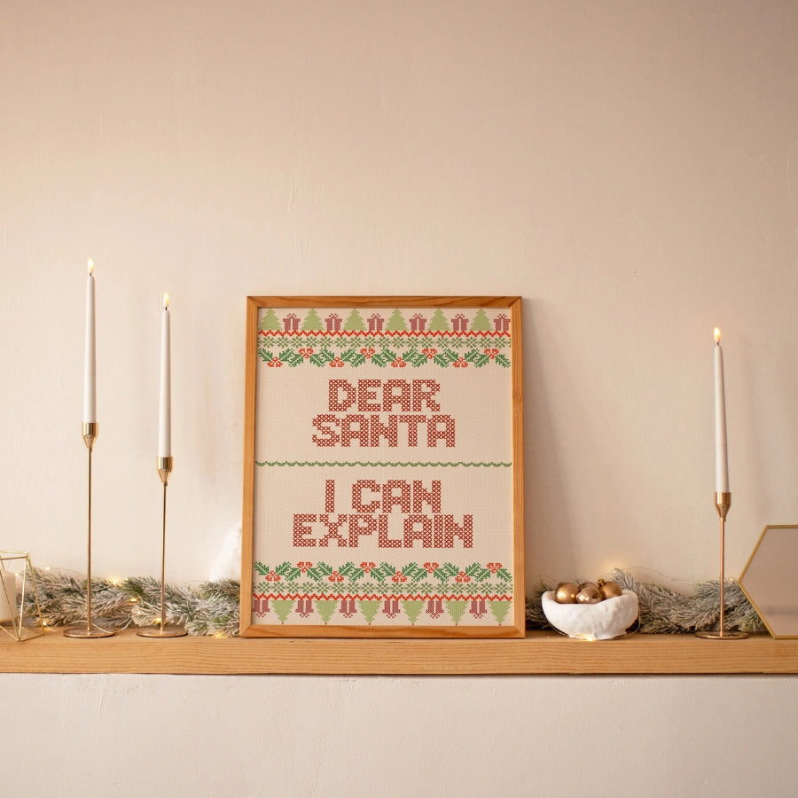 Dear Santa Quote – Funny Holiday Wall Art Print