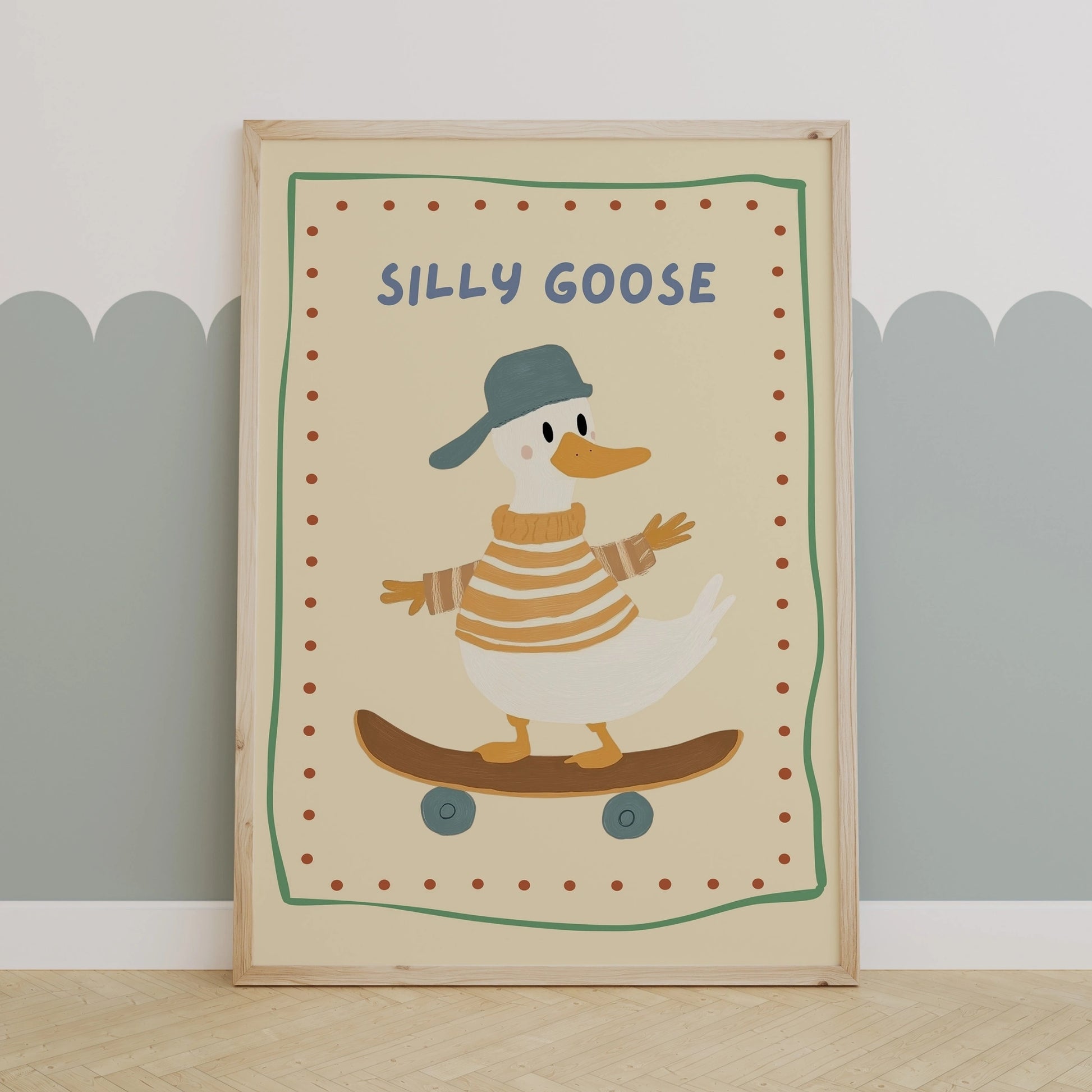 Silly Goose Nursery Wall Art - Funny Duck Print for Kids Room