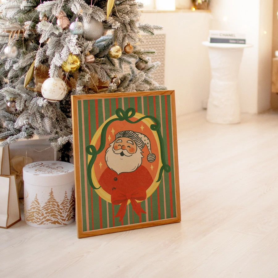Retro Santa Wall Art – Vintage Christmas Poster