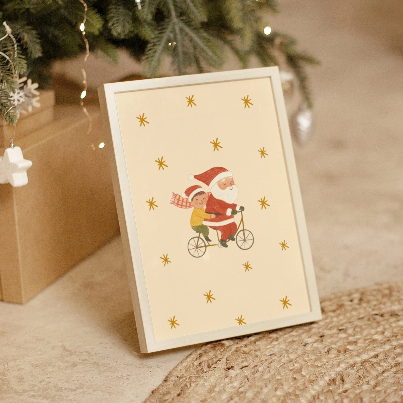 Santa and Child Christmas Nursery Print