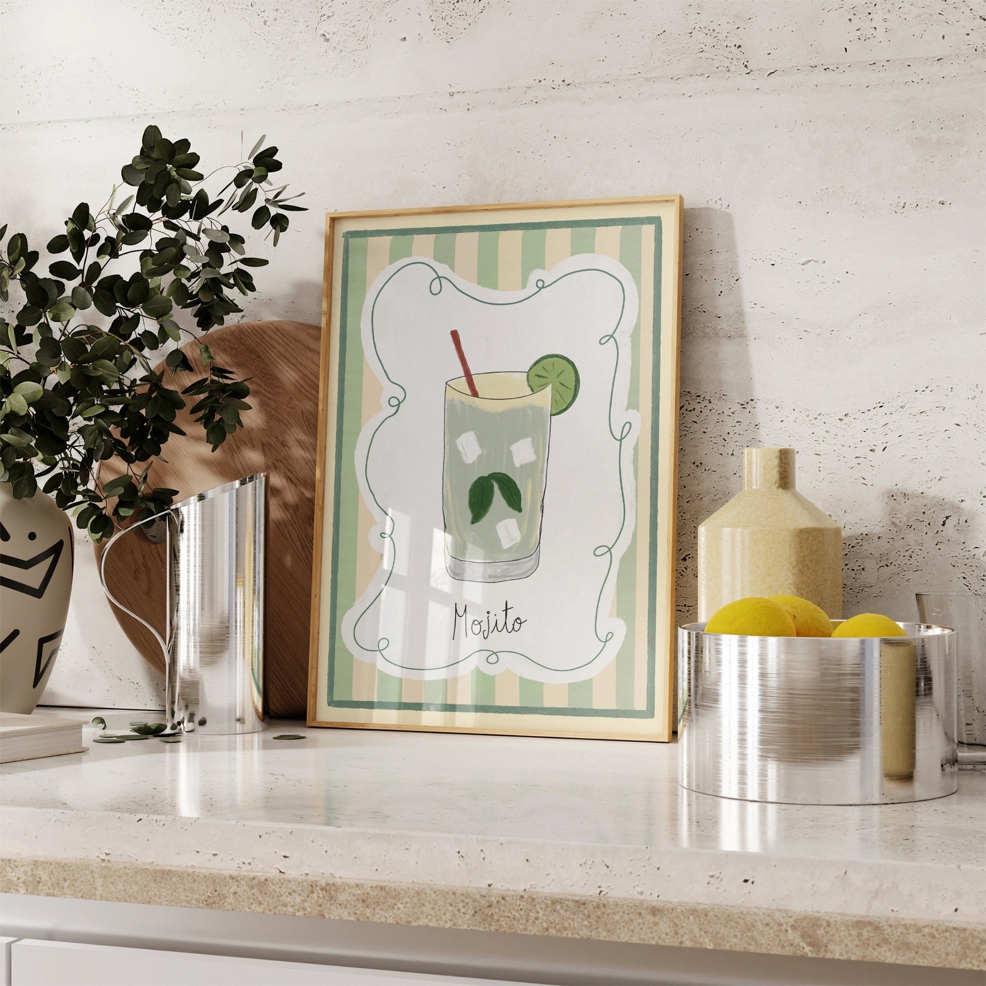 Decorazione murale per la tavola da pranzo italiana – Stampa di pasta, vino e cucina