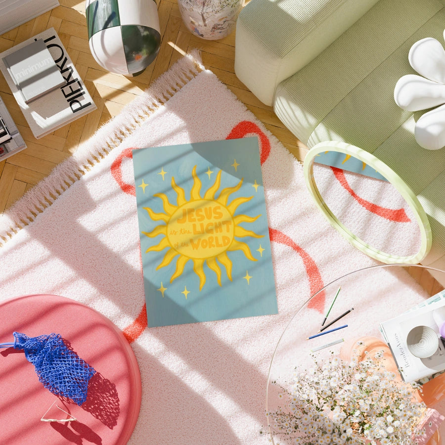 Jesus Is the Light of the World Wall Art – Christian Sun Illustration Print