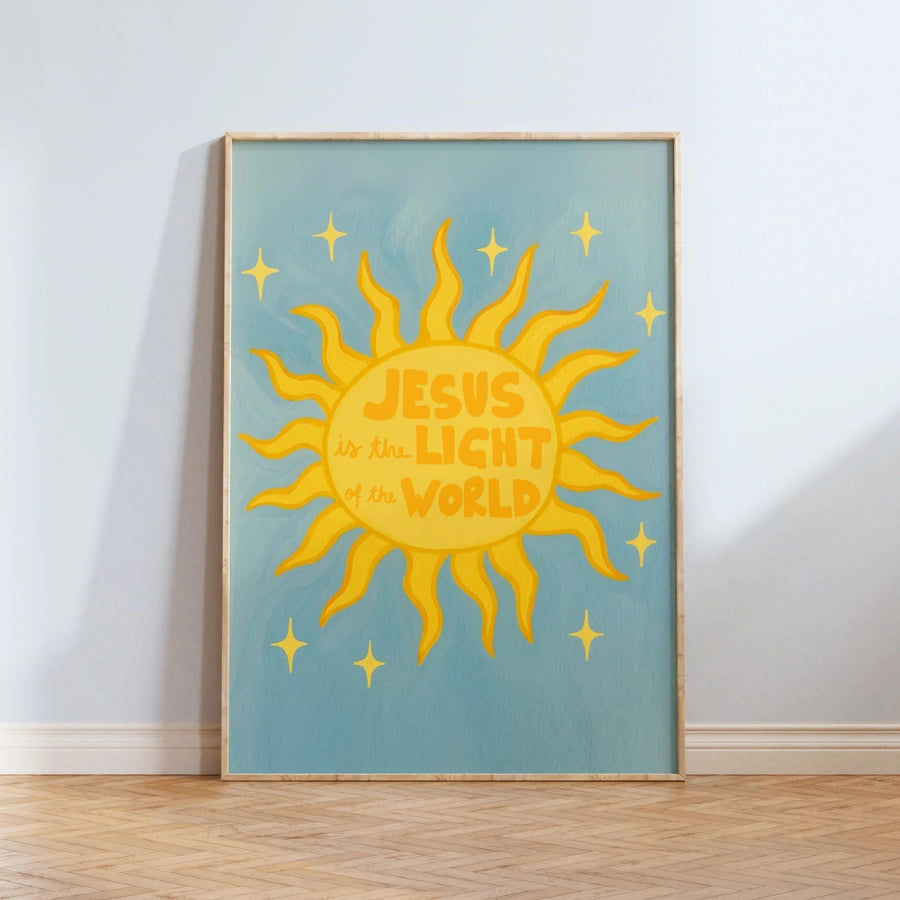 Jesus Is the Light of the World Wall Art – Christian Sun Illustration Print