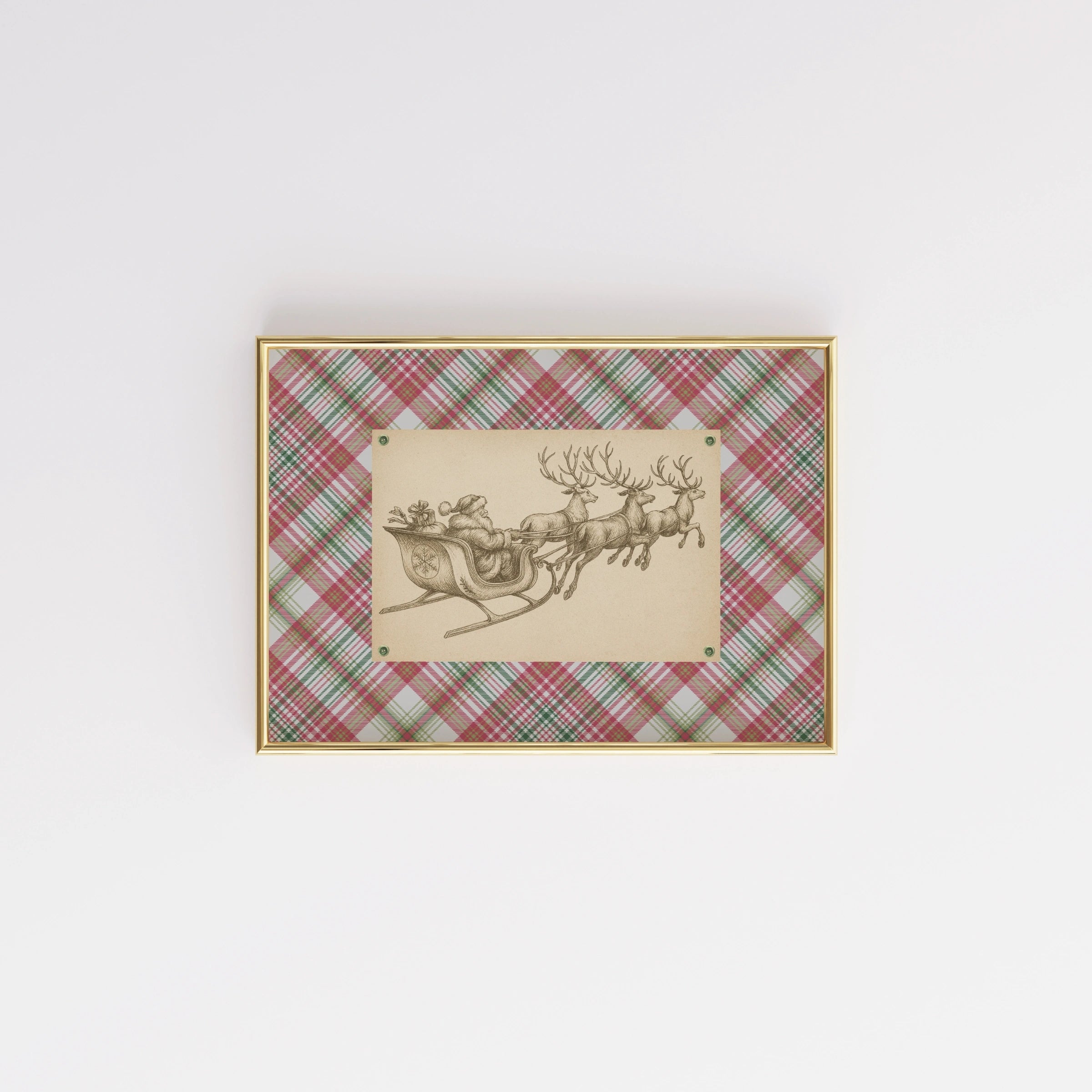 Santa and Reindeer Sleigh Print
