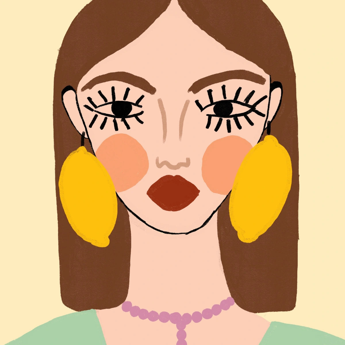 Lemon Earrings Print – Bold Female Portrait Wall Art