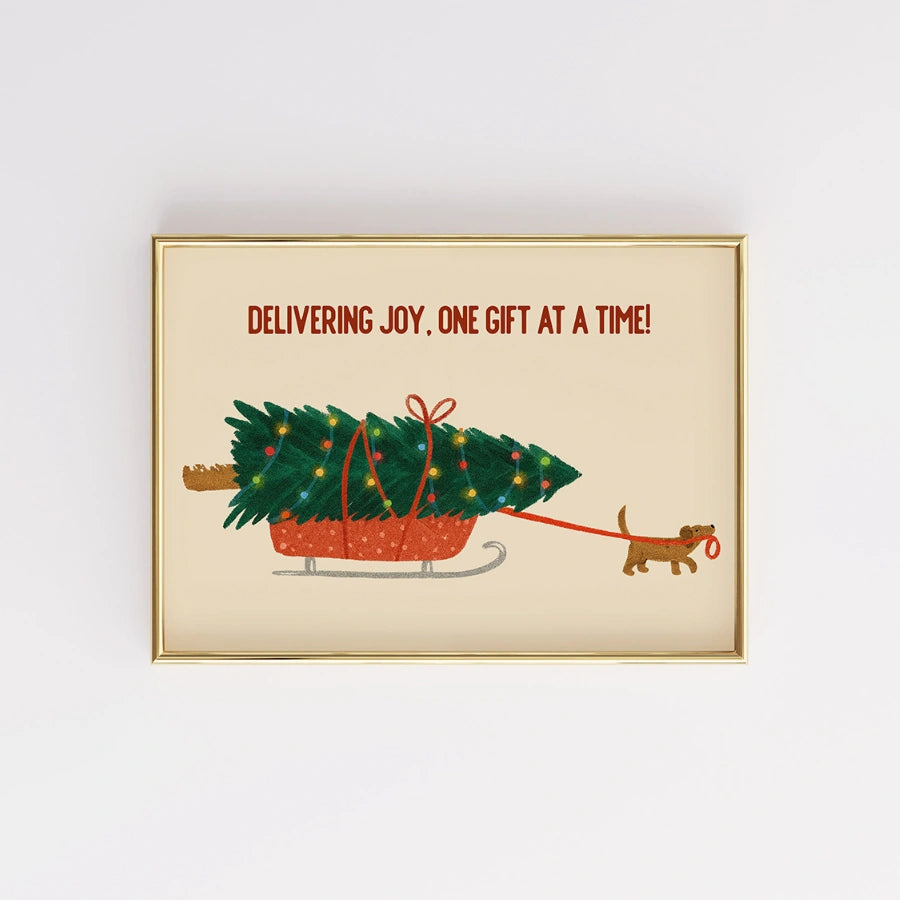 Christmas Dog Sled Print – Cute Holiday Wall Art