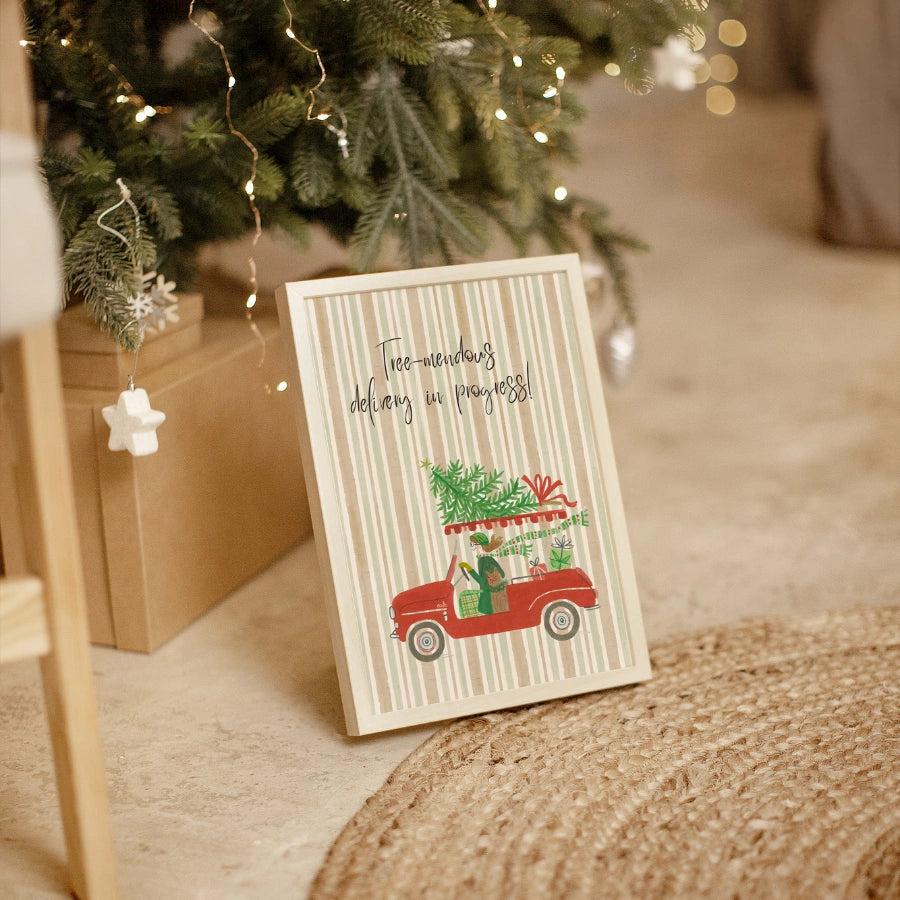 Consegna dell'albero di Natale - Stampa artistica da parete vintage natalizia