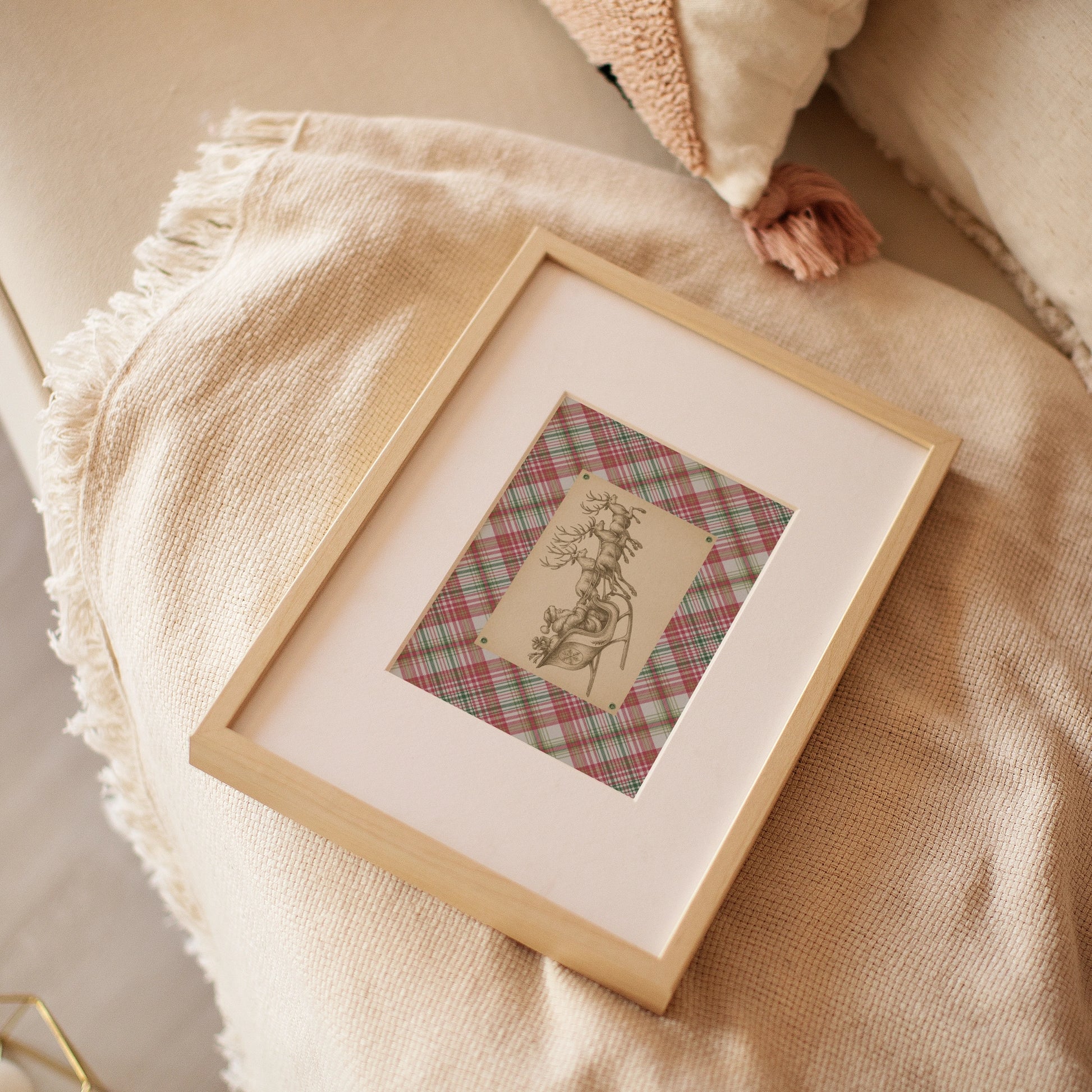 Santa and Reindeer Sleigh Print