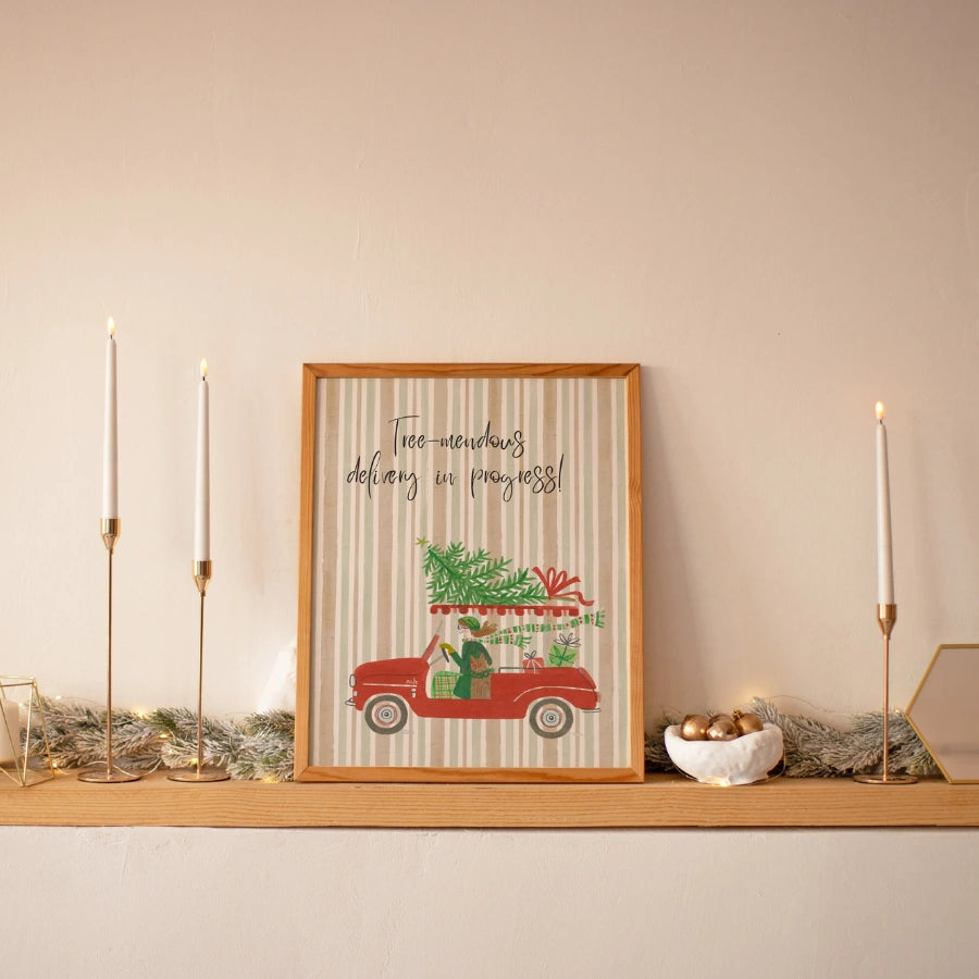 Consegna dell'albero di Natale - Stampa artistica da parete vintage natalizia